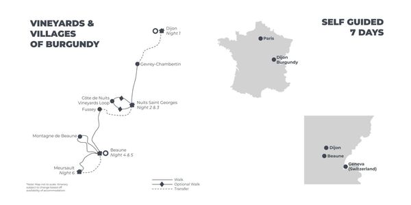 Vineyards & Villages of Burgundy - 7 days route map